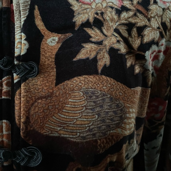 Clio velveteen tunic/long jacket w/beautiful Asian/Oriental/Chinoiserie graphics - Picture 13 of 16